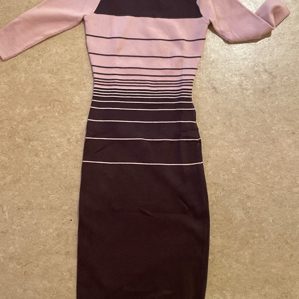 Elegant Striped Pink and Black Dress